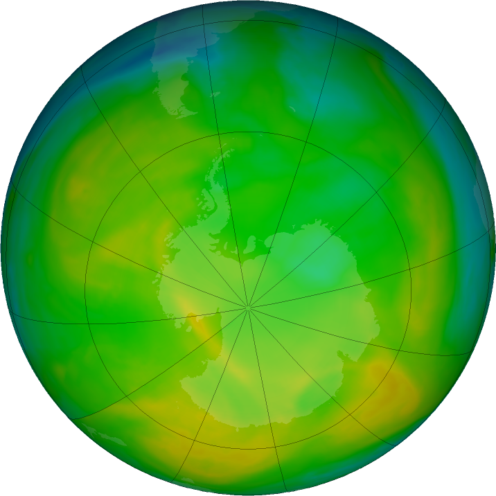 Antarctic ozone map for 15 November 2019
